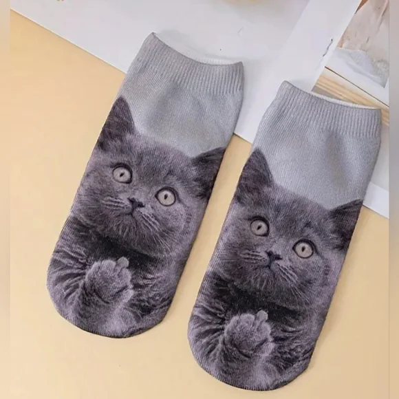 1 Pair Cute 3D Cat Print Socks, Comfy & Breathable Mid Tube Socks, Women's - Picture 4 of 5